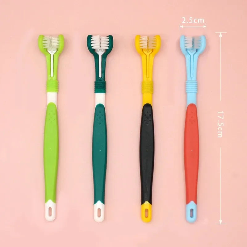 3-Sided Pet Toothbrush for Dogs and Cats – Deep Cleaning Dental Care